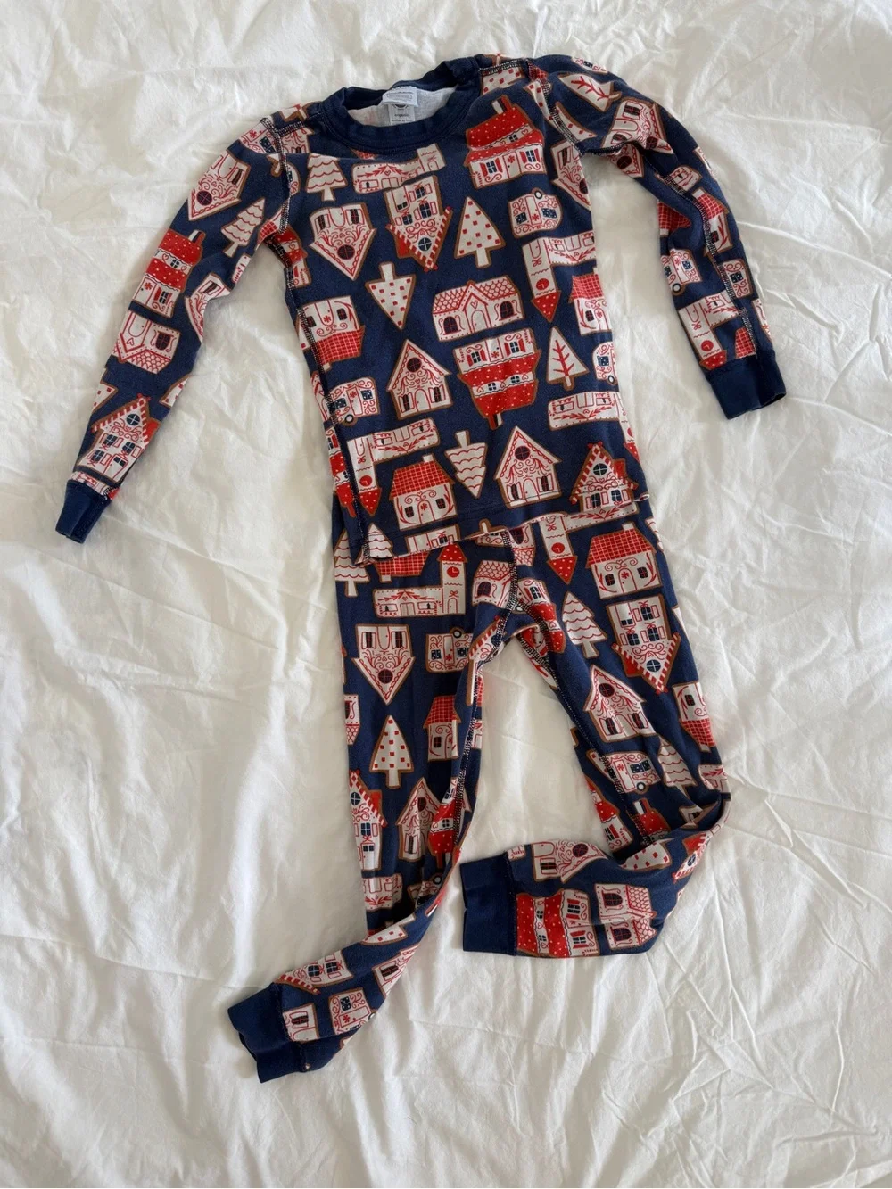 Hanna Andersson 6/7 Navy Holiday Christmas Gingerbread Pajamas